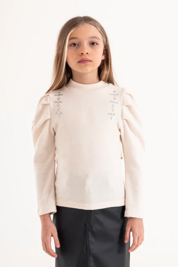 Media polera de lanilla Irina bordada joyas - Imagen 2