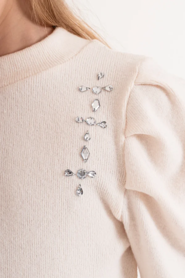 Media polera de lanilla Irina bordada joyas - Imagen 4